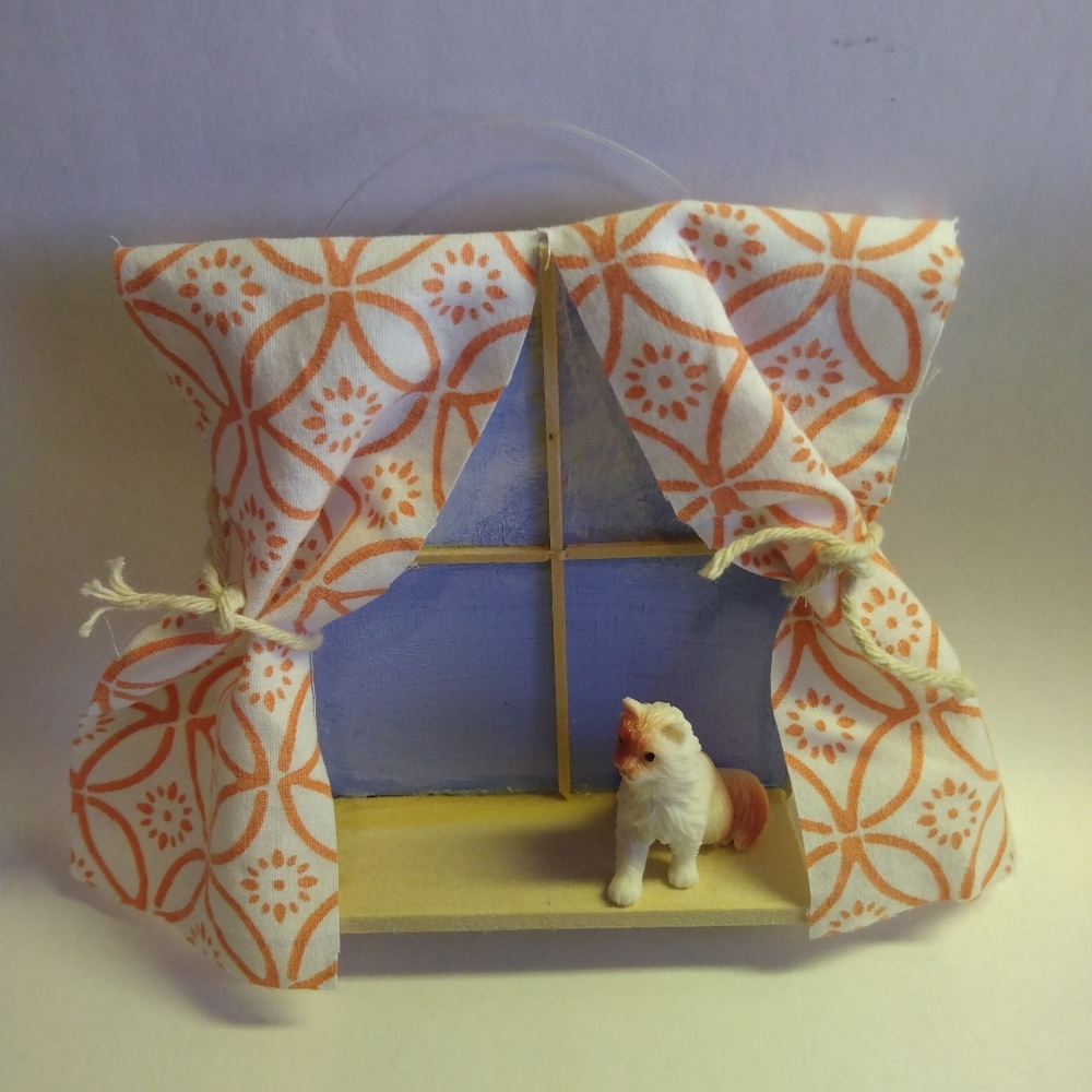 Cat in window art/mixed media